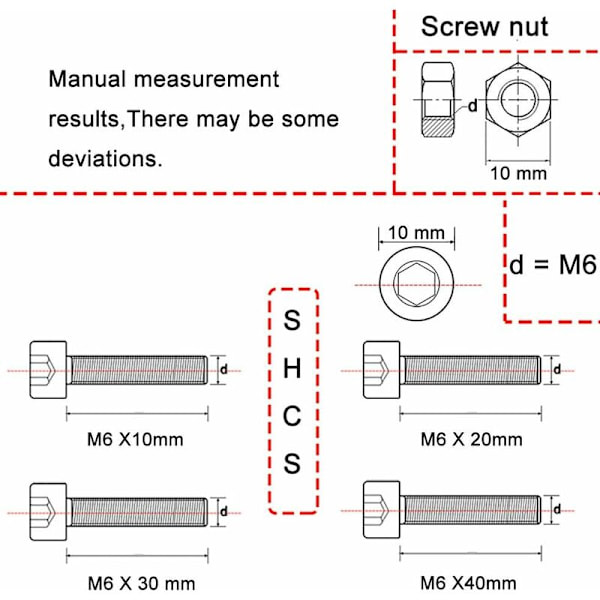 M6 Sexkantskruvar med invändigt sexkant, 304 rostfritt stål, skruvar med invändigt sexkant, skruvar med invändigt sexkant, mekaniska delar och muttrar, sexkantsskruvar