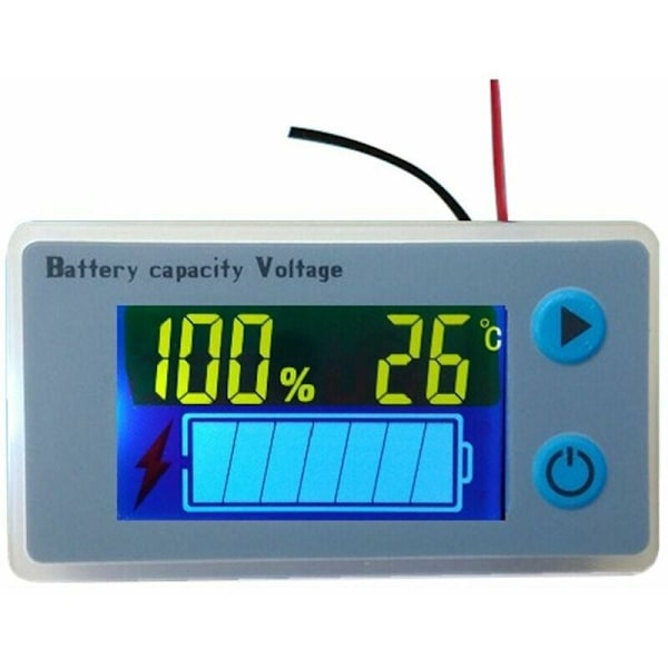 Multifunktionell 10-100V LCD-batterikapacitetsvoltmeter med temperaturvisning