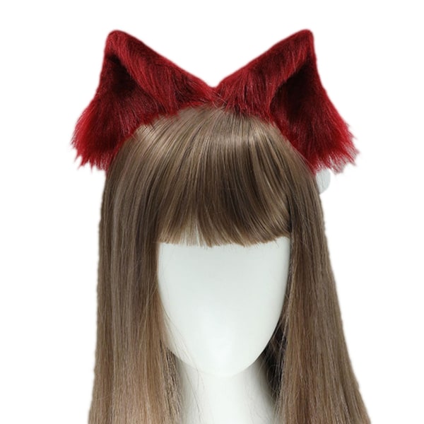 Animal Ear Shape Hårklämma Huvudbonader Anime Cosplay Halloween Kostym Rekvisita Vinröd ingen