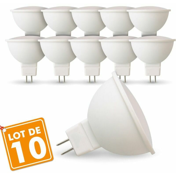Set med 10 LED-lampor GU5.3 MR16 5W Eq 40W Färgtemperatur: Neutralvit 4000K