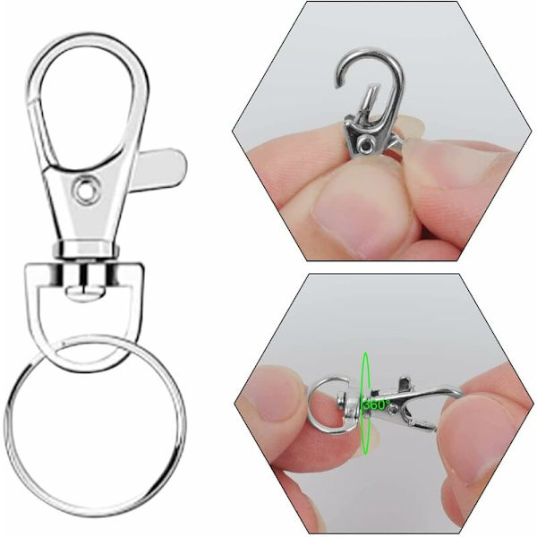 Nyckelringar, nyckelringsfäste, karbinhake, vridbar karbinhake, metallvridbar nyckelring, DIY-tillbehör för smyckesband