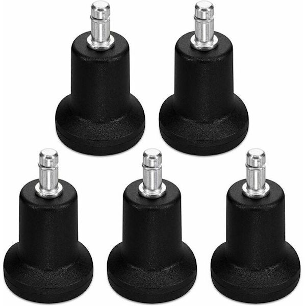 Klockor för kontorsstol, 5-pack ersättningshjul för stolhjul 10/22 mm, fast och tyst sitsfot för hårt golv