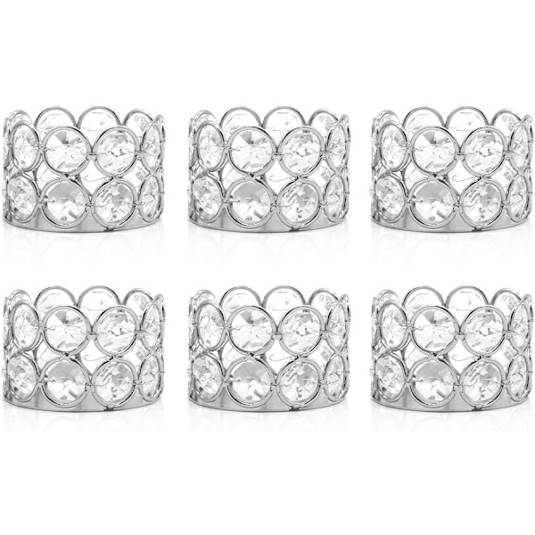 Silver Crystal Tea Aromatherapy Holder-Set om 6 för bröllop mors dag dekorationer bordsdekorationer gåvor