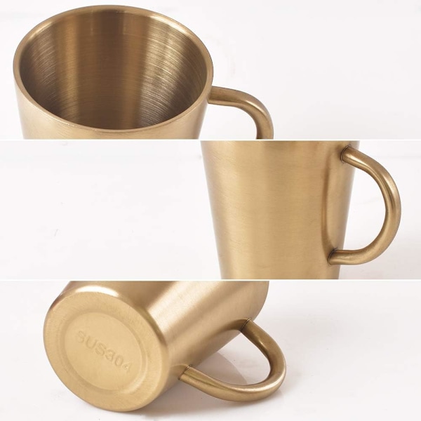 10 oz/300 ml Rostfritt Stål Metallmugg - BBQ/Hem/Festmugg (Guld)