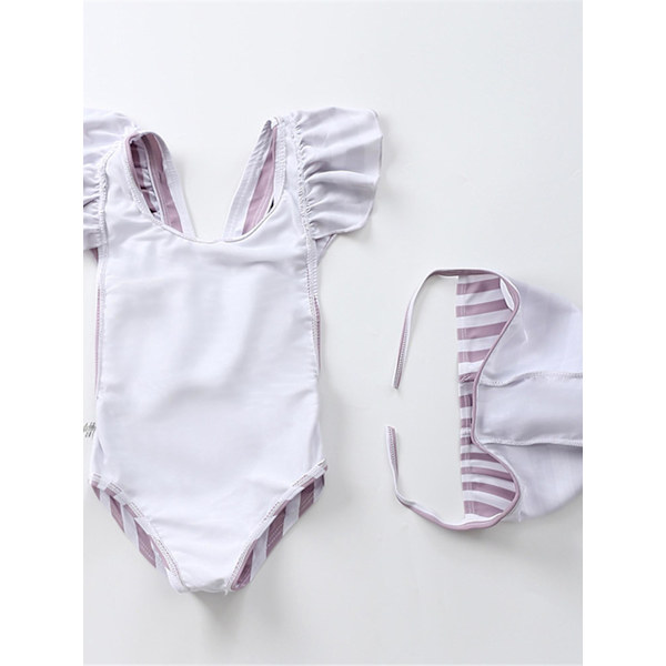Toddler Flickor Söt One Piece Baddräkt Med Hatt Set Sommar Badkläder Baddräkt Beige 4-5 år