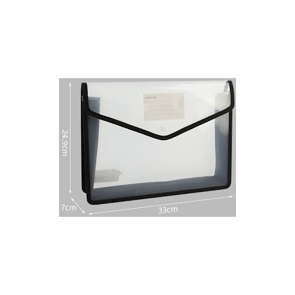 A4 plastficka, 3 st transparenta kuvert med tryckknapp, expanderbar dokumentmapp, svart, blå, rosa, 33*7*24,9 cm