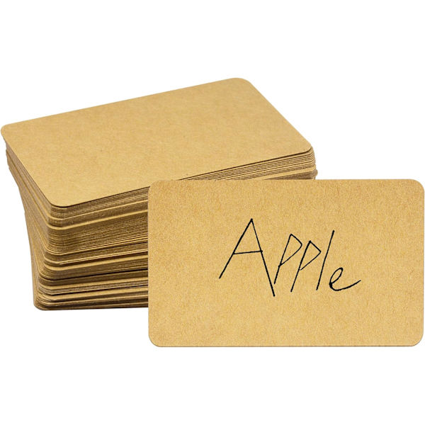 200 st Original Trä Färg Tomt Kraftpapper Rundade hörn Glitter Word Meddelande Present DIY Index Cards