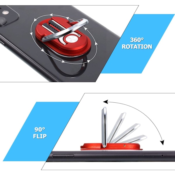 Delar 3-i-1 multifunktionshållare för mobiltelefonfäste 360 ​​graders rotation Mobiltelefon Ringställ för bilhem, 5 färger