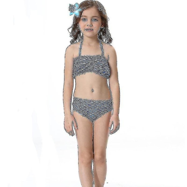Barn Flickor Mermaid Tail Bikini Set Badkläder Baddräkt Badkläder Hög kvalitet Mörkblå 120