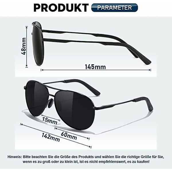 Solglasögon Herr Dam Polariserad Premium Metallram Solglasögon Unisex Med Uv400-skydd Vintage körglasögon Svart Svart