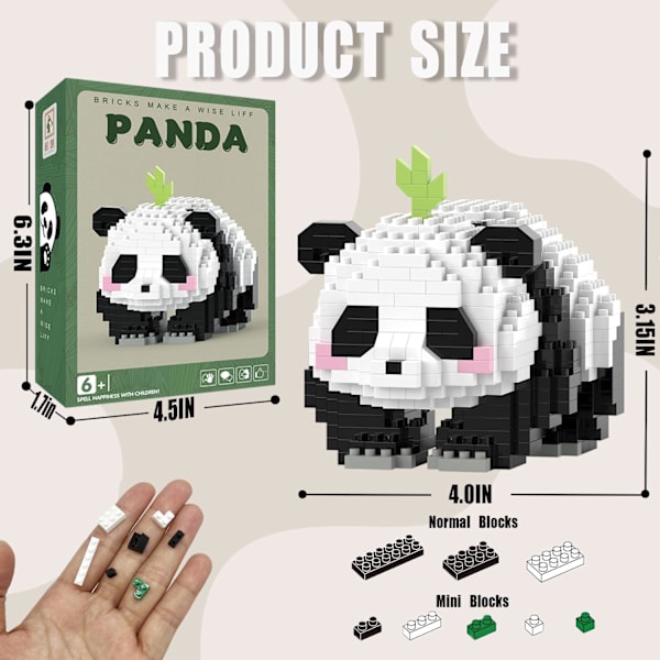 Mini Byggklossar - Krypande Panda Byggklossar - Lämplig för Barn, Påsk/Födelsedag, etc. (606 bitar)