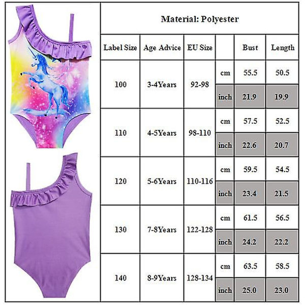 Barn Flickor Ärmlös Unicorn Ruffle Baddräkt One Piece Badkläder Badkläder Rose 7-8 år