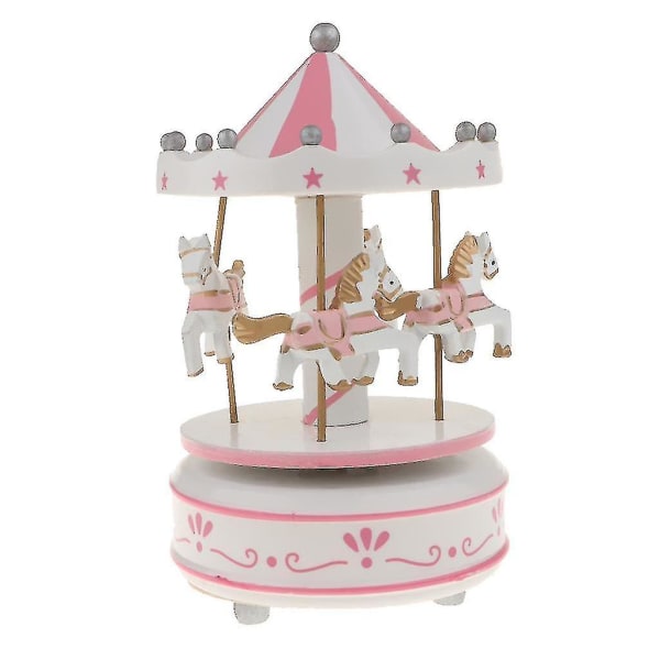 Trämusikdosa Merry-go-round Karusell Wind Up