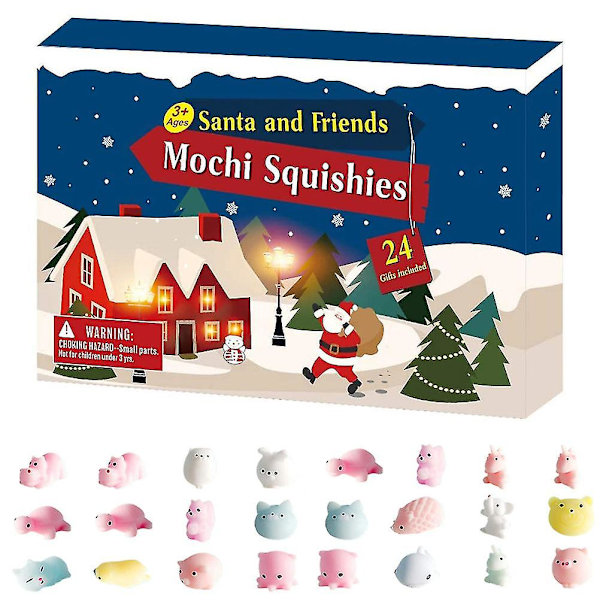 Adventskalender med 24 stycken djur-squishy-leksaker
