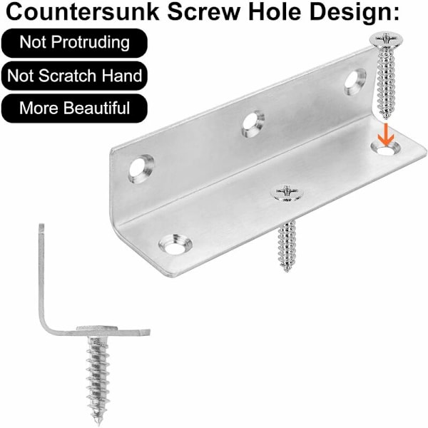 Sats med 22 förstärkta monteringsplattor i rostfritt stål. 100x25x25mm rostfria fyrkantiga plattor. För möbelmontering och reparation