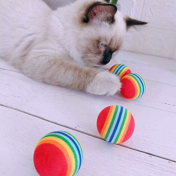 Katt leksak bollar, 10 st skum boll leksak leksak boll färgglada tuggbollar skum katt bollar för katt rullande rulle klia lek tugga