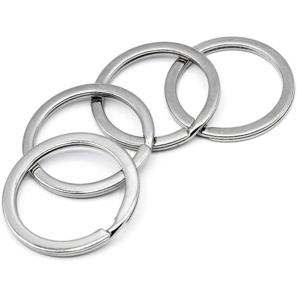 Nyckelringar 30mm Ø, platt design, 2,5mm bred, nickelpläterat härdat stål [25 stycken]