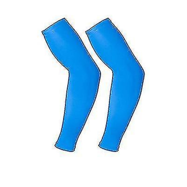 Hem UV-skydd Kylning Ice Silk Arm Sleeves - Solärmar för män kvinnor för löpning, cykling, fiske, golf, volleyboll, basket, basblå