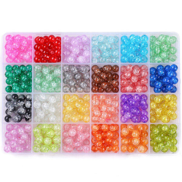 8mm spricka glaspärlor 24 färger runda pärlor armband pärlor spricka pärlor kristall pärlor julgransprydnader pärlstav vänskapsarmband