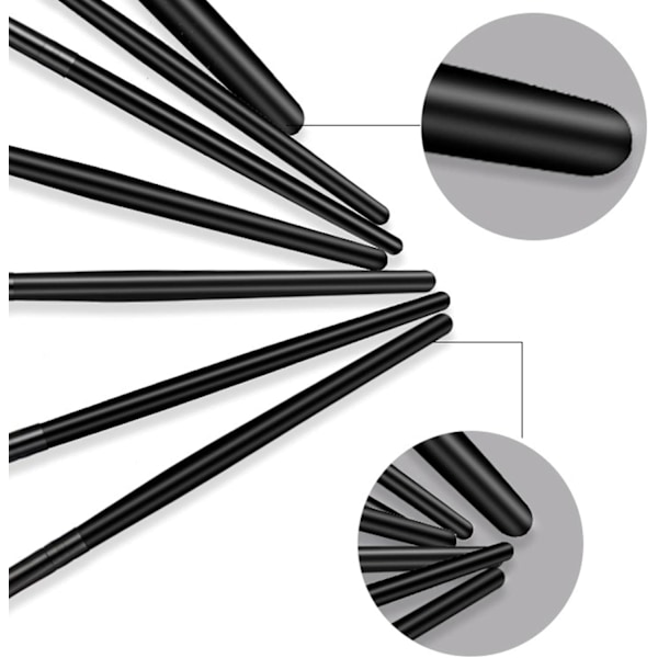 7-pack svart sminkborste set syntetiskt fiberhår