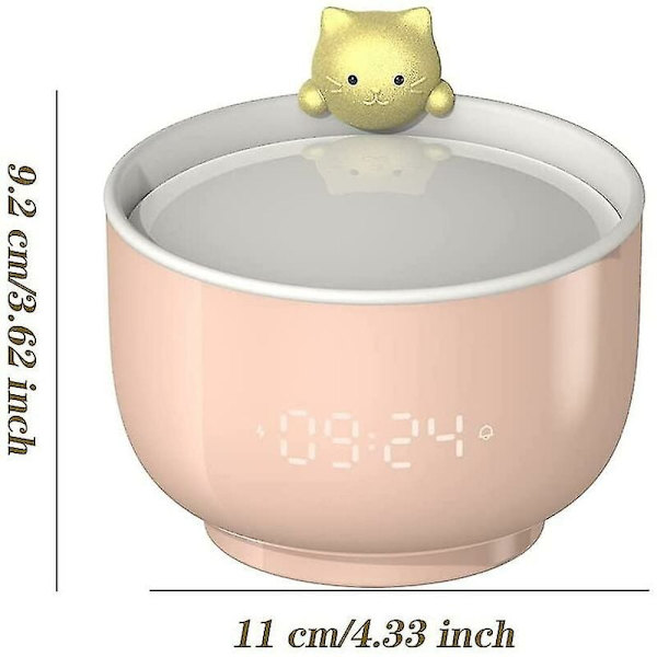 Söt katt väckarklocka med touch väckarklocka, LED nattlampa, snooze-funktion, USB-laddning, personlig väckarklocka (rosa)