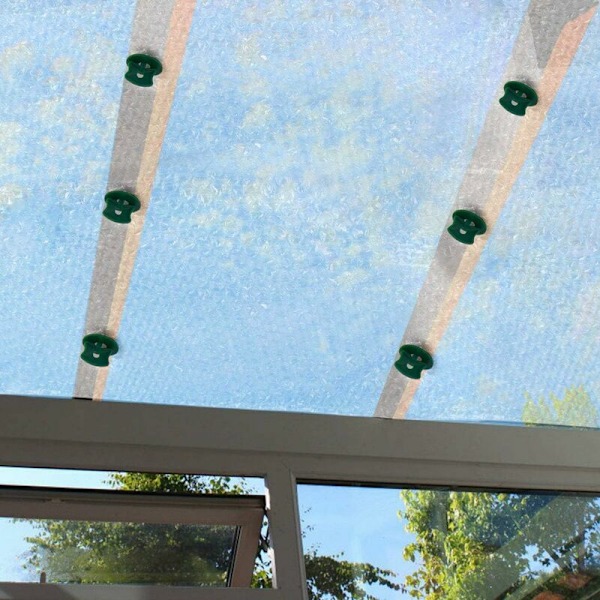 Jalleria Plastväxthusklämmor med brickor för att säkra isolering, bubbelnät på aluminiumväxthus, grönt, 50 klämmor + 50 brickor