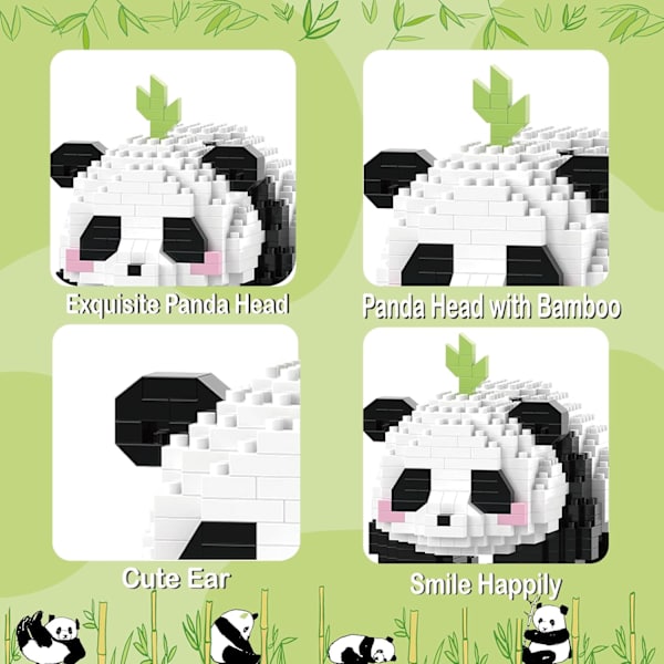 Mini Byggklossar - Krypande Panda Byggklossar - Lämplig för Barn, Påsk/Födelsedag, etc. (606 bitar)