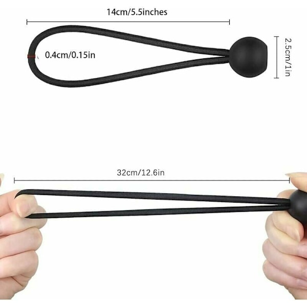 30-delad stretchbår, presenningbår 140 mm, sladdförlängningsband för camping, tält, gardiner - svart