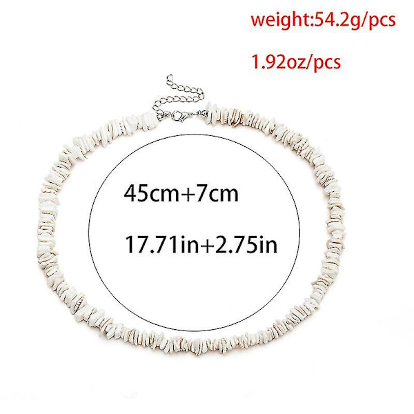 Shell Choker Halsband Justerbar White Clam Chips Seashell Hawaiian Summer Beach Smycken