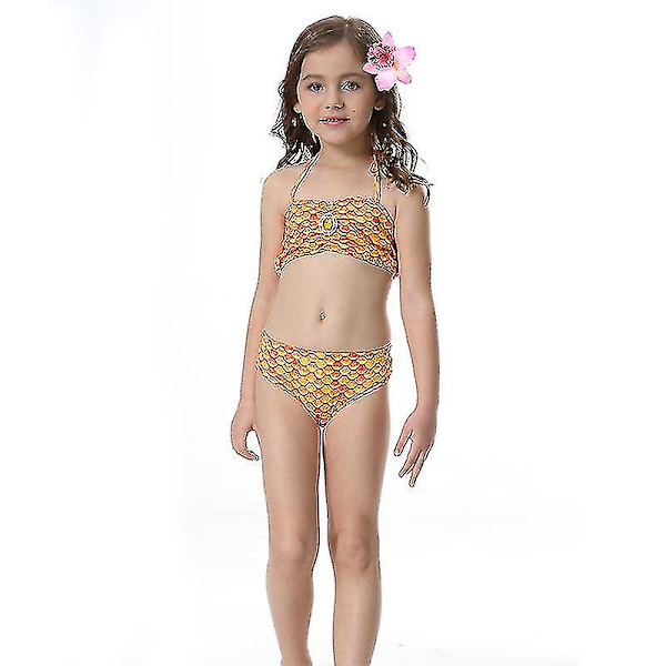 Barn Flickor Mermaid Tail Bikini Set Badkläder Baddräkt Badkläder F Orange 4-5 år