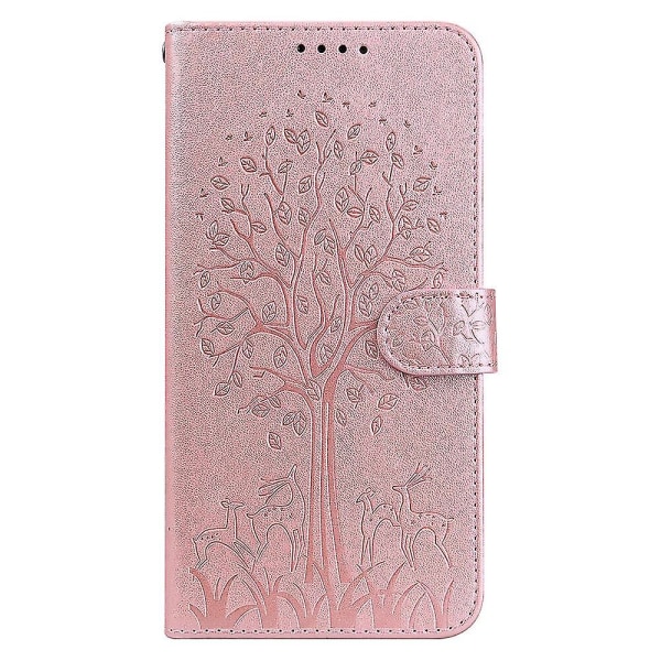Kompatibel Iphone 13 Pro Max Case Cover Embossing Etui Coque - Rosa träd och rådjur null ingen