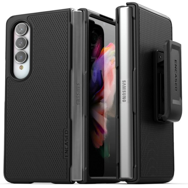 Inkapslad DuraClip för Galaxy Z Fold 4- case, tunt phone case fram + bak med hölster (2022 Samsung Z-Flip 4)