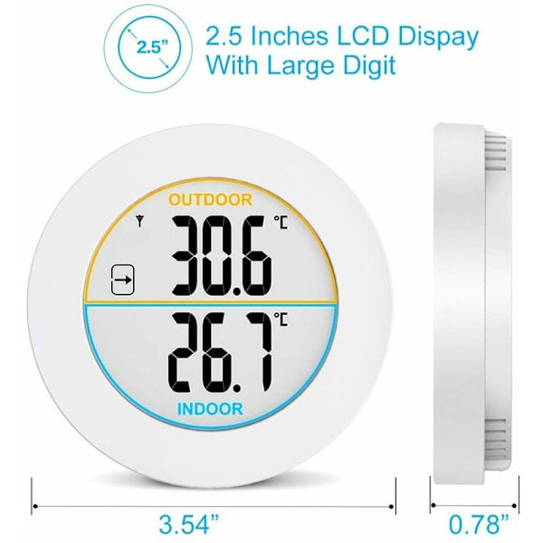 Inomhus- och utomhustermometer, digital trådlös termometer med probsensorer, HD LCD-skärm temperaturdetektor, min/max-minne