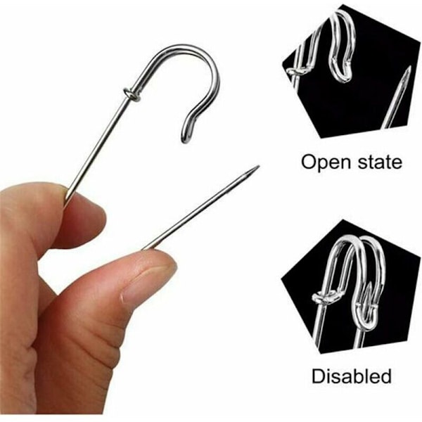 Paket med 30 stora säkerhetsnålar 7,5 cm gjorda av robust metall, för filtar, hantverk, kjolar, kiltar, silver