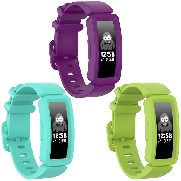 Kompatibel med Fitbit Ace 2-band för barn 6+, mjuk silikonarmbandstillbehör watch, färgglada sportarmband F
