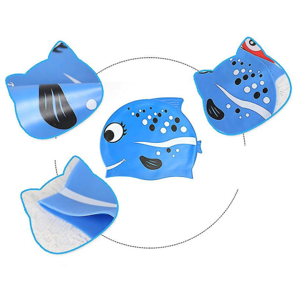 Swhyv Cap Elastisk Fisk Tecknad Silikon Barn Skydda Öron Vattentät Dykhatt Barn Pojkar Flickor Piscina Pool