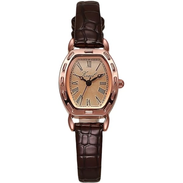 Damklocka Kvarts Klocka Klänning Armbandsur Enkelhet Vintage Klocka Dam Vattentät Klocka med Läderrem