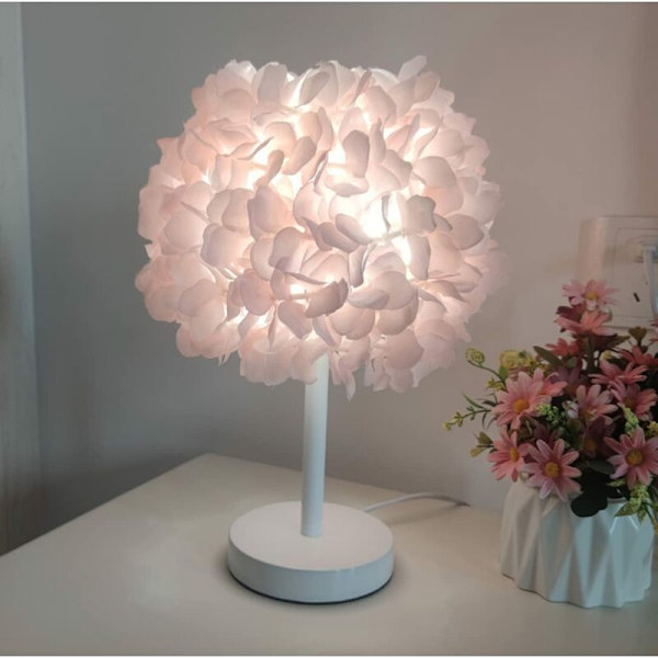 Siden Ros Blom Sänglampa Sänglampa Lampskärm Modern Elegant Fjäder Bordslampa Skrivbordslampa Lampskärm Vardagsrum Sovrum Heminredning Bröllopsdekor