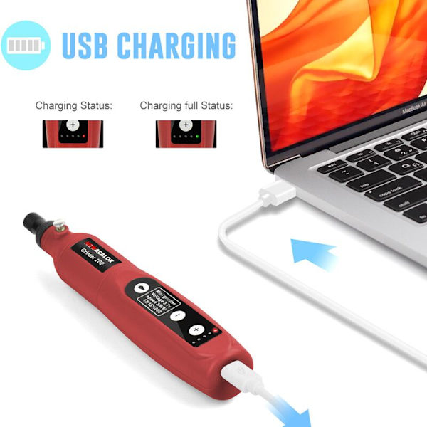 Mini borrmaskin multifunktionell roterande verktyg 5 hastigheter 3000-15000rpm LED Mini sladdlös borr USB uppladdningsbar för DIY, polering, skärning