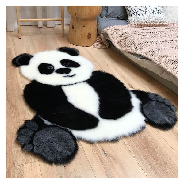Cartoon Panda Matta, Konstgjord Päls, Mjuk Shag Kudde, Silkeslen Shag Matta för Vardagsrum, Sovrum, Karfönster, Soffa, 35 Tum x 47 Tum, Panda