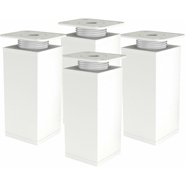 Möbelben - Justerbart soffben - Justerbart möbelben - Set om 4 - Vinklat 40x40mm ，Tillbehör ingår - 80mm Vit