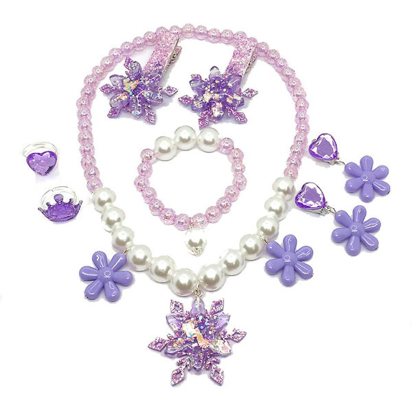 Barnens snöflingor halsband armband örhängen ring set