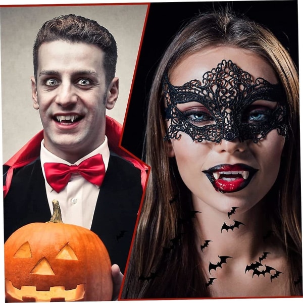 Bitar Infällbara vampyrtänder Kit Teleskopiska tänder hängslen Falska proteser med Halloween festtänder (3st Normal), Halloween Orname null ingen