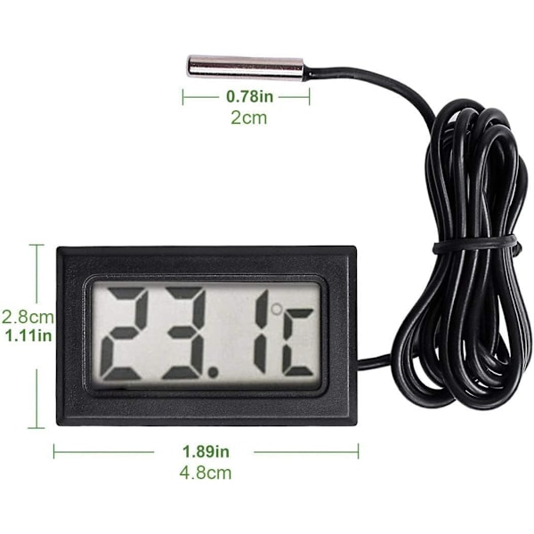Ny digital LCD-termometer temperaturmätare sondsensor intervall -50 Celsius C till +110 Celsius C