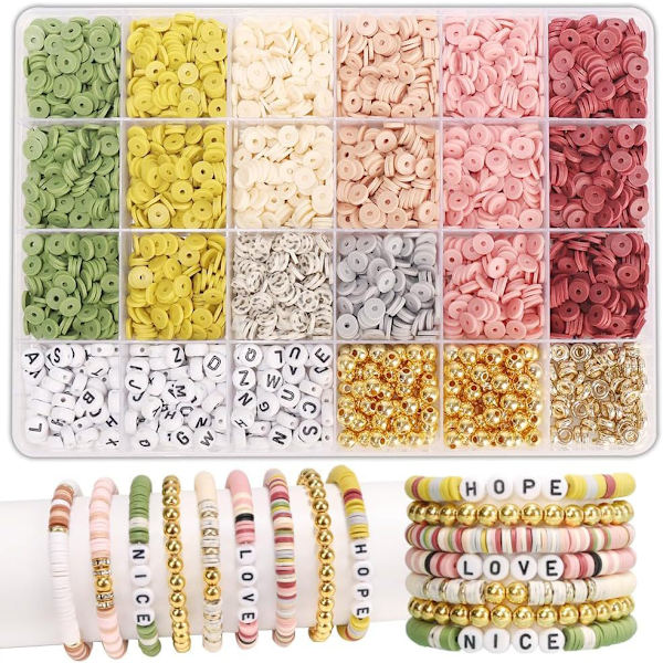 Lerpärlor för smyckestillverkning, polymerer för presenter, sats för tillverkning av berlockarmband för flickor 8-12 år gamla