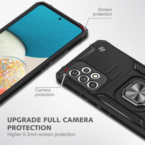 NIFFPD Galaxy A53 Case, Samsung A53 Case Ring Kickstand Hard PC Mjukt TPU cover för Samsung Galaxy A53 5G Röd svart