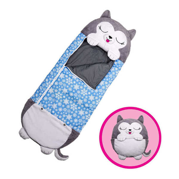 Söt sovsäck och kudde 2 i 1 Happy Nappers för barn 135 * 50 cm täcke lämplig för alla årstider