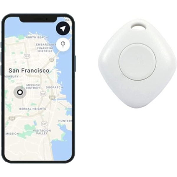 Smart Bluetooth Tracker & Key Finder, Key Finder Device med app, GPS-spårning för barn, nycklar, bagage, kompatibel iOS Android, 1-pack, vit
