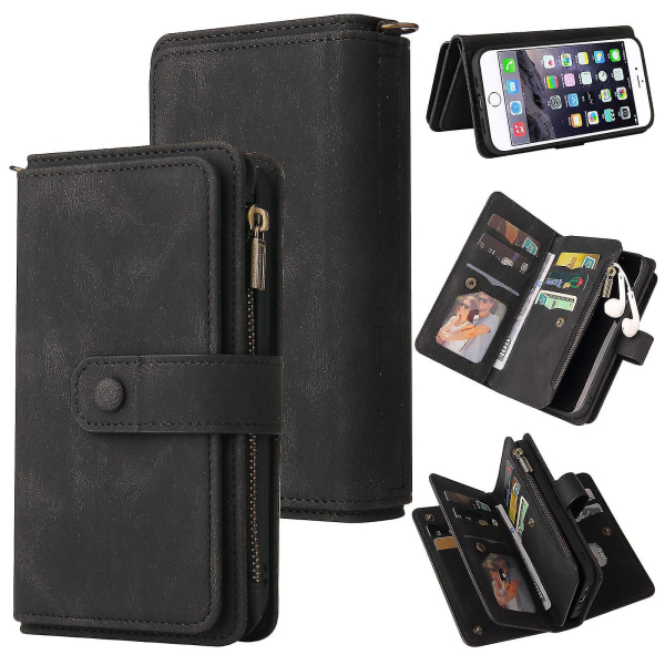 Kompatibel med Iphone 8/7/se 2020 Case Plånbok Flip-korthållare Pu Läder Magnetic Protective Flip Cover - Svart null ingen