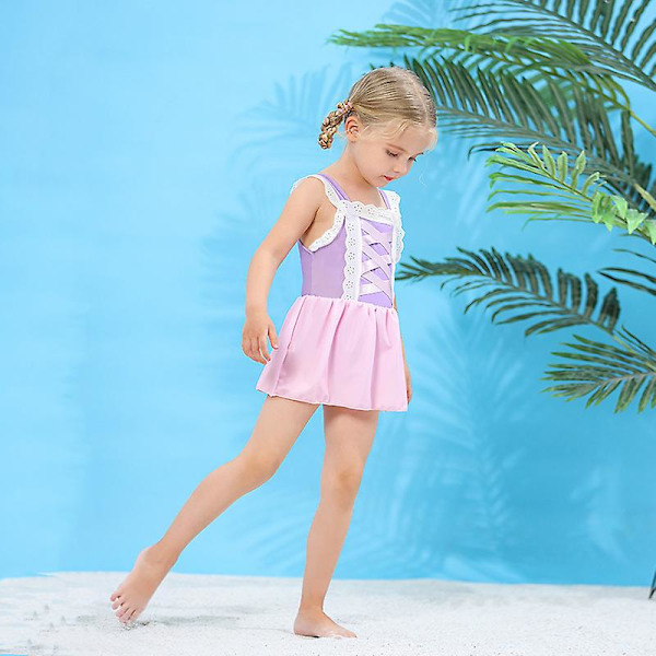 Badkläder för flickor Princess Bikini Volanger Strand Surf Simbaddräkt Rollspel Badkläder Set 3-8t 130